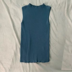 Light Blue High Neck Knit Top